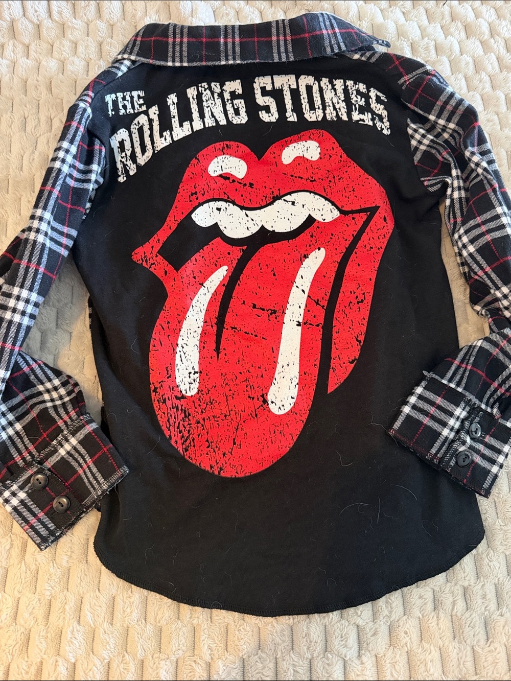 The Rolling Stones Kids' Black Shirt with Red Tongue Graphic